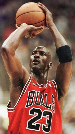 Michael Jordan, shown playing for the Chicago Bulls in 1998