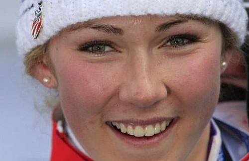 Mikaela Shiffrin smiles after winning the women's slalom in Schladming, Austria on February 16, 2013