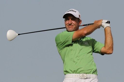 Darren Fichardt of South Africa competes at the Doha Golf Club on February 5, 2011