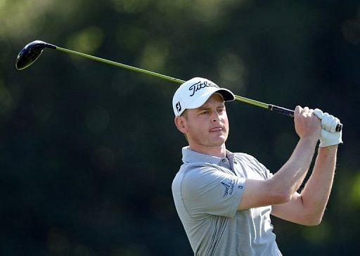 John Merrick hits driver on the second tee on February 16, 2013 in Pacific Palisades, California.