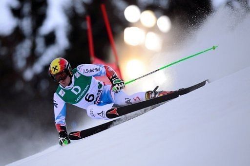 Austria&#039;s Marcel Hirscher during the men&#039;s giant slalom at the World Ski Championships in Austria on February 15, 2013