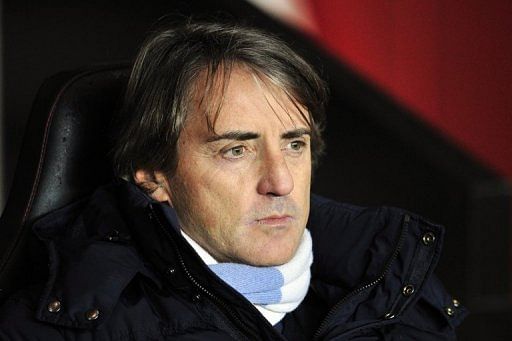 Manchester City&#039;s manager Roberto Mancini, pictured in Southampton, on February 9, 2013