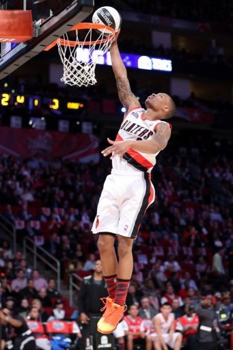 Damian Lillard of the Portland Trail Blazers competes in the NBA Skills Challenge on February 16, 2013