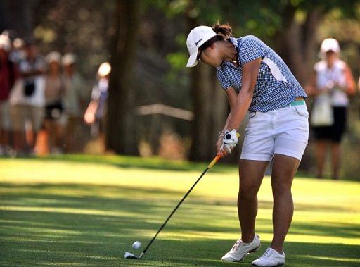 Lydia Ko hits a shot during the final round of the Women&#039;s Australian Open in Canberra on February 17, 2013