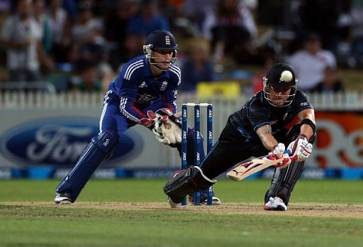 New Zealand&#039;s Brendon McCullum bats during the one day international in Hamilton on Febuary 17, 2013