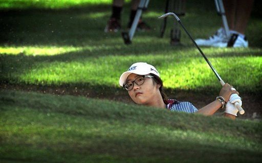 Lydia Ko plays a shot during the final round of the Women&#039;s Australian Open, in Canberra, on February 17, 2013