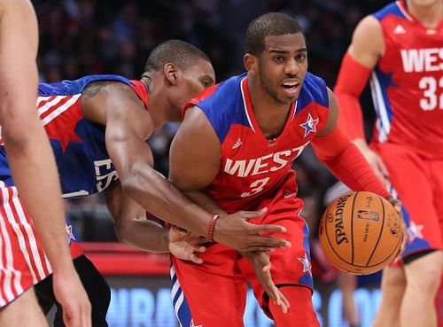 Chris Paul in action during the NBA All-Star Game on February 17, 2013