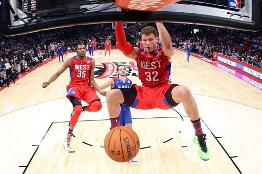 Blake Griffin dunks the ball during the NBA All-Star Game on February 17, 2013