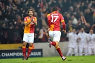 Galatasaray's Yilmaz Burak celebrates after scoring in Istanbul on February 20, 2013