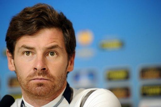 Andre Villas-Boas gives a press conference on February 20, 2013, the eve of the Europa League clash away at Lyon