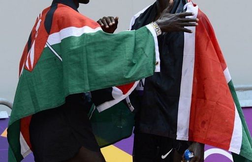 Kenyan runners pictured after a race last year
