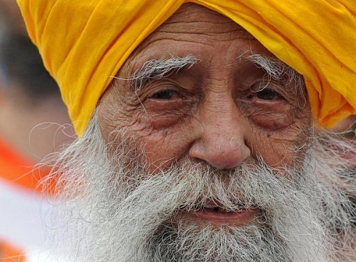 Fauja Singh crossed the finish line in the 10km event as part of the Hong Kong Marathon on February 24, 2013
