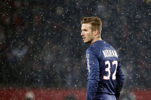 David Beckham on February 24, 2013 at the Parc des Princes stadium in Paris