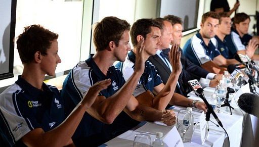 Some members of the Australia swim team admit to taking Stilnox during a press conference in Sydney on February 22, 2013