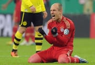 Bayern Munich's Arjen Robben celebrates in Munich on February 27, 2013