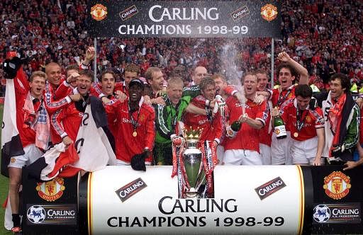  May 16,1999:Manchester United celebrating their Premiership Title.