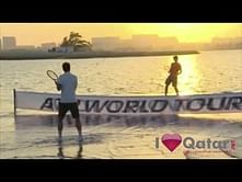 Video: Rafael Nadal and Roger Federer play on a water court