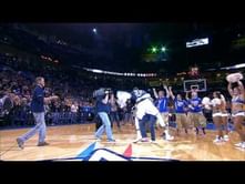 Video: Durant tackles fan in OKC after half-court shot