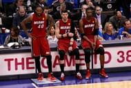 (L-R) Udonis Haslem #40, Mike Miller #13 and Chris Bosh #1; The Miami Heat big men aren't the best at grabbing boards. (Getty Images)