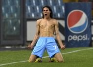 UDINE, ITALY - MARCH 18: Edison Cavani of Napoli celebrates after scoring his second goal during the Serie A match between Udinese Calcio and SSC Napoli at Stadio Friuli on March 18, 2012 in Udine, Italy. (Photo by Dino Panato/Getty Images)
