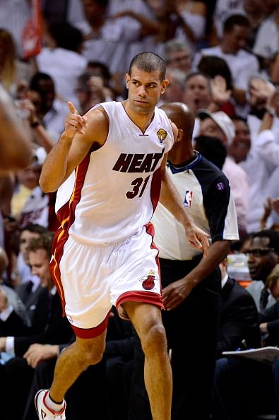 MIAMI, FL - JUNE 21:  Shane Battier #31 of the Miami Heat reacts against the Oklahoma City Thunder in Game Five of the 2012 NBA Finals on June 21, 2012 at American Airlines Arena in Miami, Florida. NOTE TO USER: User expressly acknowledges and agrees that, by downloading and or using this photograph, User is consenting to the terms and conditions of the Getty Images License Agreement.  (Photo by Ronald Martinez/Getty Images)