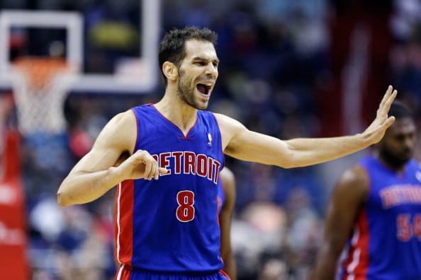Jose Calderon #8 of the Detroit Pistons.