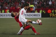 Alfredo Moreno (L) of Tijuana struggles for the ball with Alexandre Pato (R) of Corinthians during a match between Tijuana and Corinthians as part of Copa Bridgestone Libertadores 2013 at Caliente Stadium on March 06, 2013 in Tijuana, Mexico (Photo by Fausto Vargas/Jam Media/LatinContent/Getty Images)