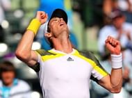 Andy Murray of Great Britain celebrates after winning a quarterfinal match against Marin Cilic of Croatia during the Sony Open at Crandon Park Tennis Center on March 28, 2013 in Key Biscayne, Florida. (Photo by Mike Ehrmann/Getty Images)
