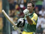 JOHANNESBURG, SOUTH AFRICA - MARCH 12: Ricky Ponting of Australia reaches his century during the fifth One Day International between South Africa and Australia played at Wanderers Stadium on March 12, 2006 in Johannesburg, South Africa. (Photo by Hamish Blair/Getty Images)