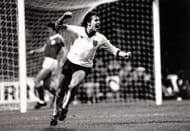 Sport/Football. International Friendly. Wembley, London. 26th March 1985. England 2 v Republic of Ireland 1. England striker Gary Lineker celebrates after scoring his first goal for his country.