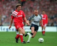 Football. 1992 FA Cup Final. Wembley. 9th May, 1992. Liverpool 2 v Sunderland 0. Liverpool's Jan Molby on the ball.