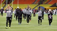 MOSCOW, RUSSIA - MARCH 07 : Newcastle players applaud the fans during the UEFA Europa League round of 16 first leg match between Anzhi Makhachkala and Newcastle United at the Luzhniki Stadium