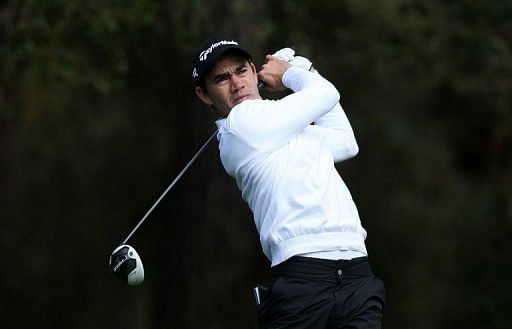 Camilo Villegas of Colombia hits a shot at Spyglass Hill on February 8, 2013 in Pebble Beach, California