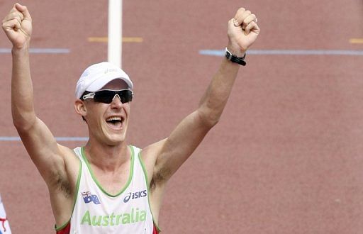 Australian race walker Nathan Deakes, pictured in Osaka, Japan, on on September 1, 2007