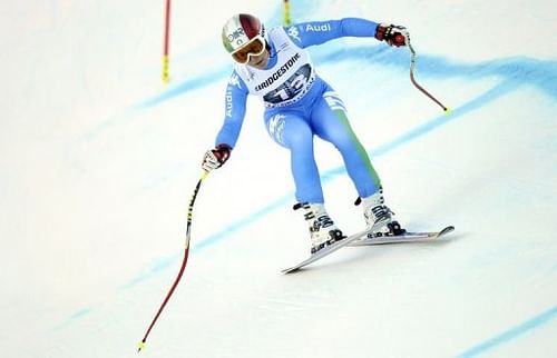 Italian Daniela Merighetti takes part in a training run at Garmisch-Partenkirchen, Germany, on February 28, 2013