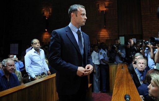 Oscar Pistorius at Pretoria Magistrates Court on February 22, 2013