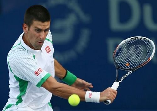 Serbia's Novak Djokovic returns the ball to Argentina's Juan Martin Del Potro on March 1, 2013