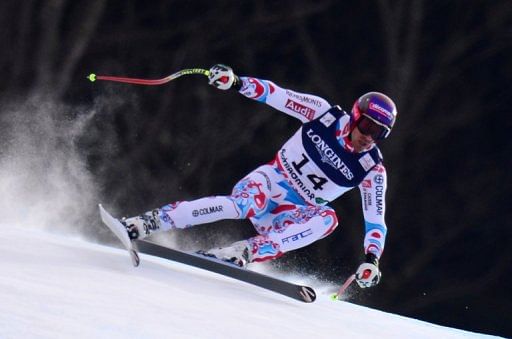 France&#039;s Adrien Theaux at the 2013 Ski World Championships in Schladming, Austria on February 11, 2013