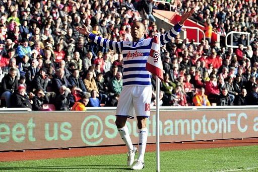 Queens Park Rangers&#039; striker Loic Remy celebrates scoring a goal in Southampton, southern England, on March 2, 2013