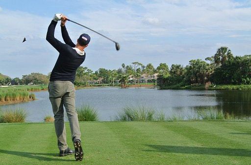 Geoff Ogilvy of Australia plays a shot on March 2, 2013 in Palm Beach Gardens, Florida