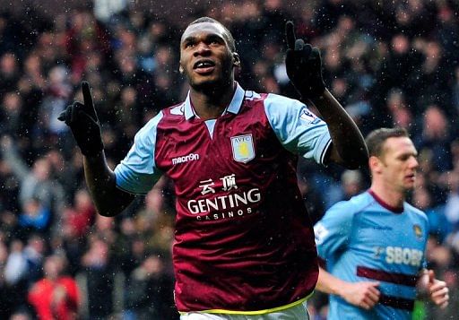 Aston Villa&#039;s Christian Benteke is pictured during their Premier League match against West Ham on February 10, 2013