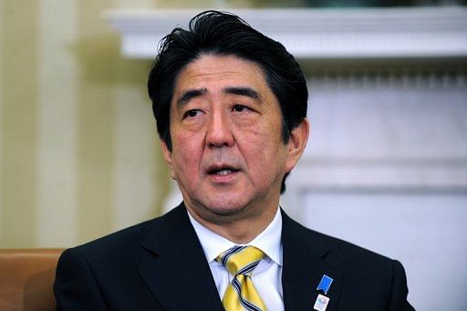 Shinzo Abe speaks following a bilateral meeting with US President Barack Obama in Washington on February 22, 2013