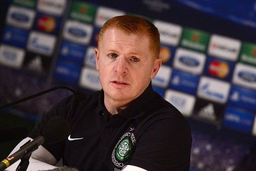 Celtic manager Neil Lennon gives a press conference on March 5, 2013 in Turin