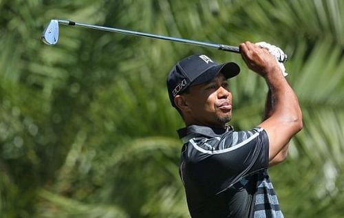 Tiger Woods hits his tee shot on the 15th hole on March 7, 2013 at the Trump Doral Golf Resort & Spa in Miami, Florida