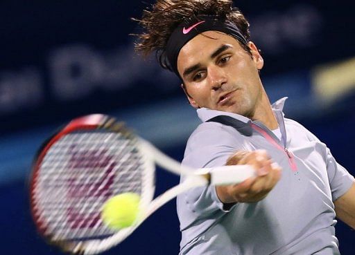 Roger Federer is pictured during the ATP Dubai Open tennis quarter final  on February 28, 2013