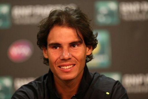 Rafael Nadal is pictured at a press conference on day two of the Indian Wells on March 7, 2013