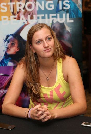 Petra Kvitova speaks to the media on day one of the Indian Wells Masters on March 6, 2013 in California