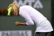 Maria Sharapova celebrates winning a point at the BNP Paribas Open at Indian Wells on March 8, 2013