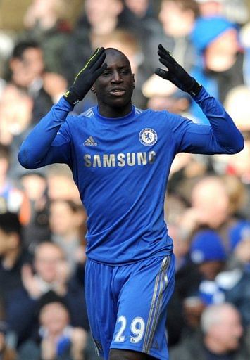 Chelsea striker Demba Ba in action against  West Bromwich Albion on March 2, 2013