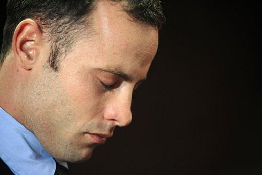 South African Olympic sprinter Oscar Pistorius is pictured at the Magistrate Court in Pretoria on February 22, 2013